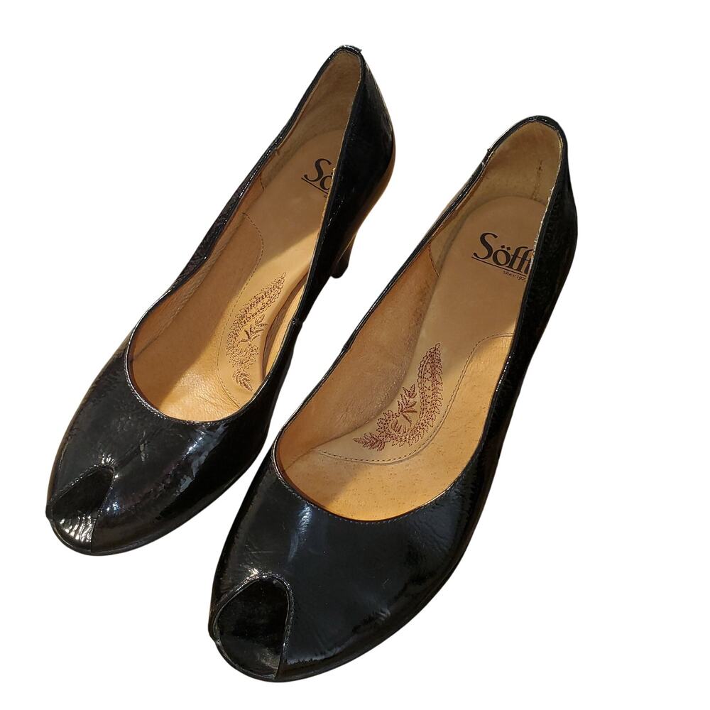 Söfft Sorrento Black Patent Peep Toe Pumps Women’s 10M Leather Classic